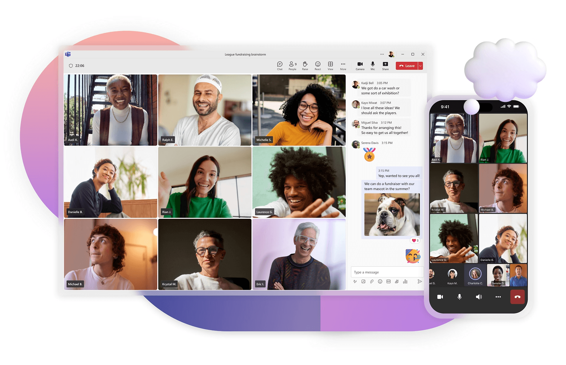 Distributed team meeting on a desktop video call