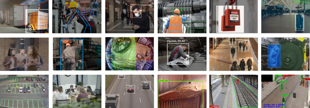 AI-powered computer vision across real-world environments — object detection, pose estimation, anomaly detection, and scene analysis running on edge devices